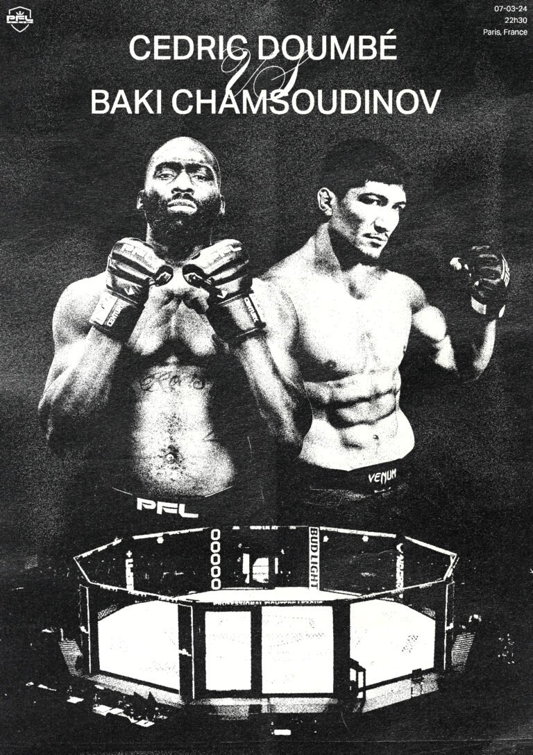 Affiche pour le combat de MMA opposant Cédric Doumbé à Baki